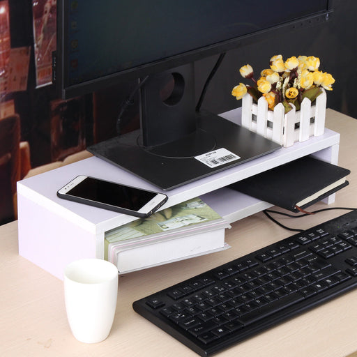 1Pcs 2 Layers Wooden Monitor Stand Computer Monitor Riser Wood Shelf Plinth Desk Organizer Storage 500x180x120mm