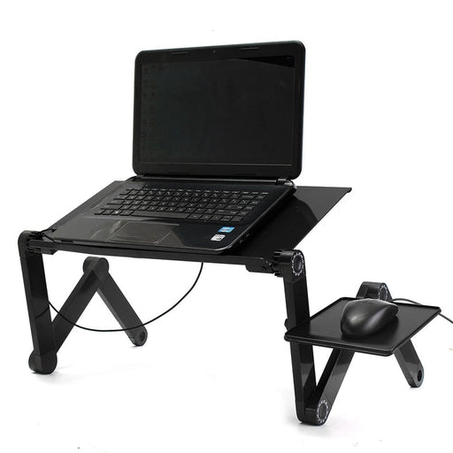 Multi-function Lapdesk New Laptop Desk Table Stand Bed Tray Portable Laptop Stand Aluminium Holder with Mouse Pad USB Cooler