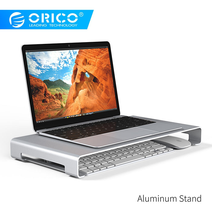 ORICO Aluminum Laptop Monitor Bracket Universal Aluminium Steady Monitor Laptop/PC Stand, with Keyboard Storage