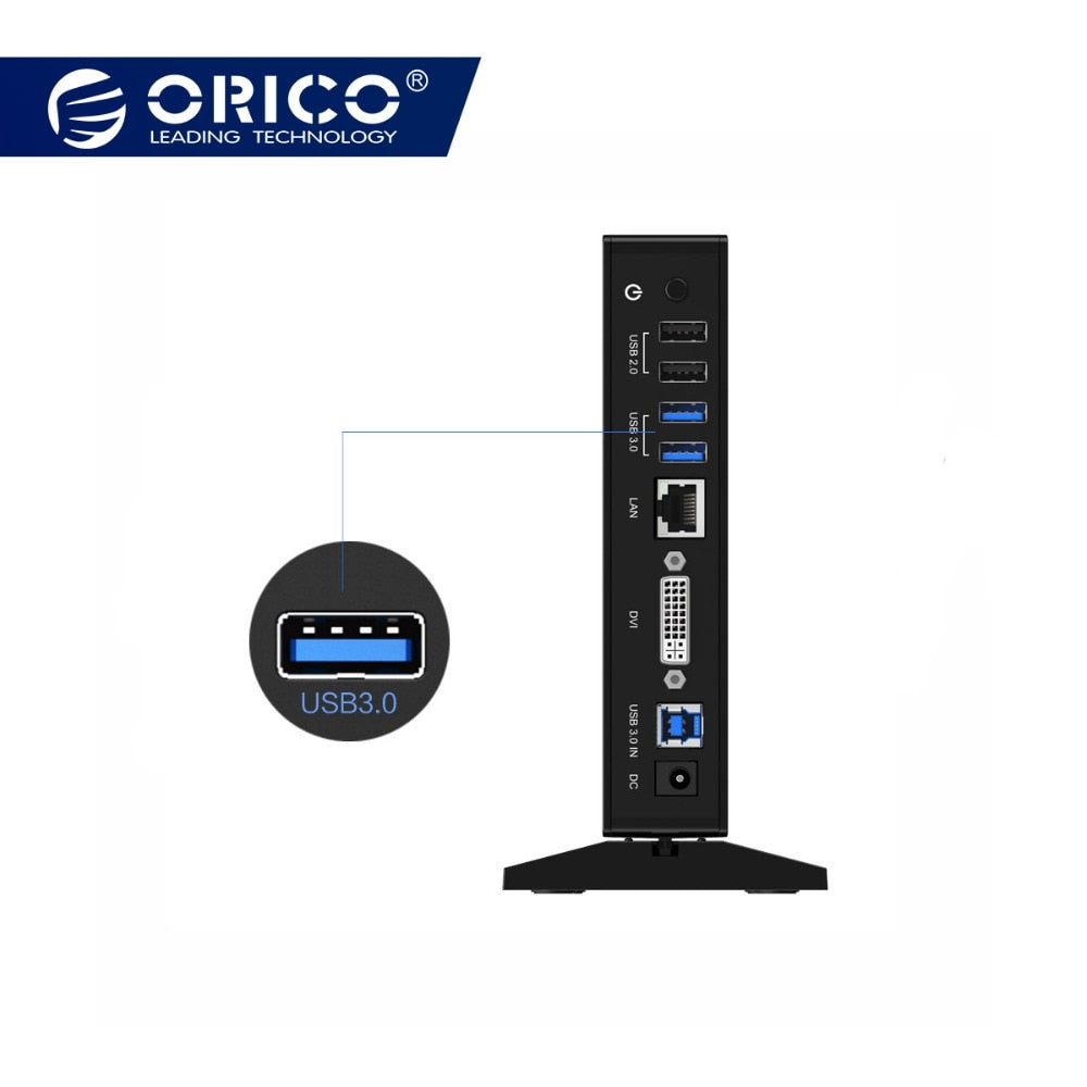 ORICO U3HV-S1 4 USB3.0 Ports Universal Multi-Function Docking Station With Gigabit RJ45 Network Interface Audio Connector