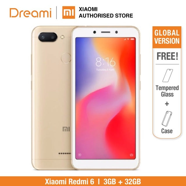 Global Version Xiaomi Redmi 6 32GB ROM 3GB RAM (Brand New and Sealed)