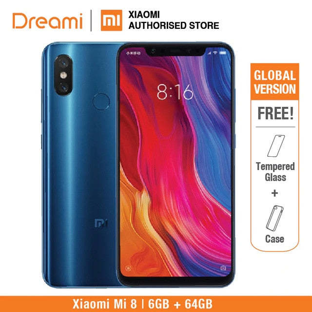 Global Version Xiaomi Mi 8 64GB ROM 6GB RAM (Official Rom) OFFICIAL Rom, mi8 64gb