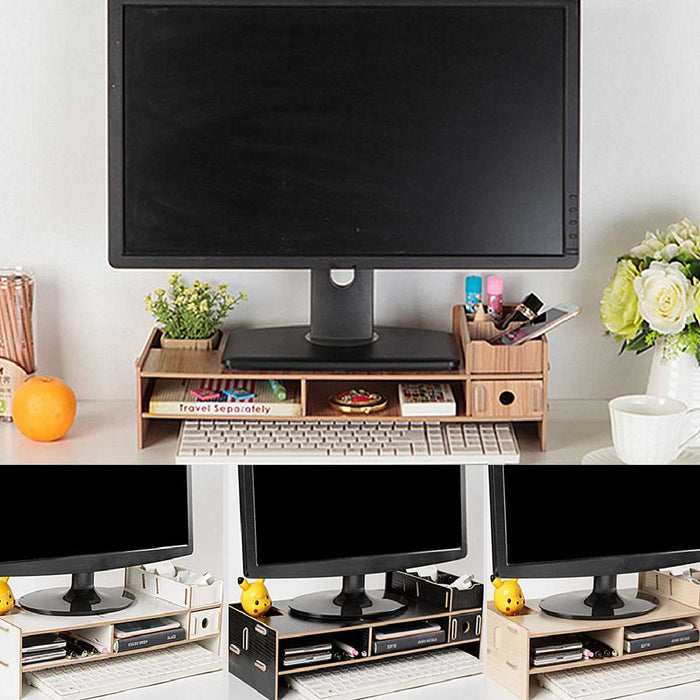 Multi-function Desktop Monitor Stand Computer Screen Riser Wood Shelf Plinth Strong Laptop Stand Desk Holder For Notebook TV