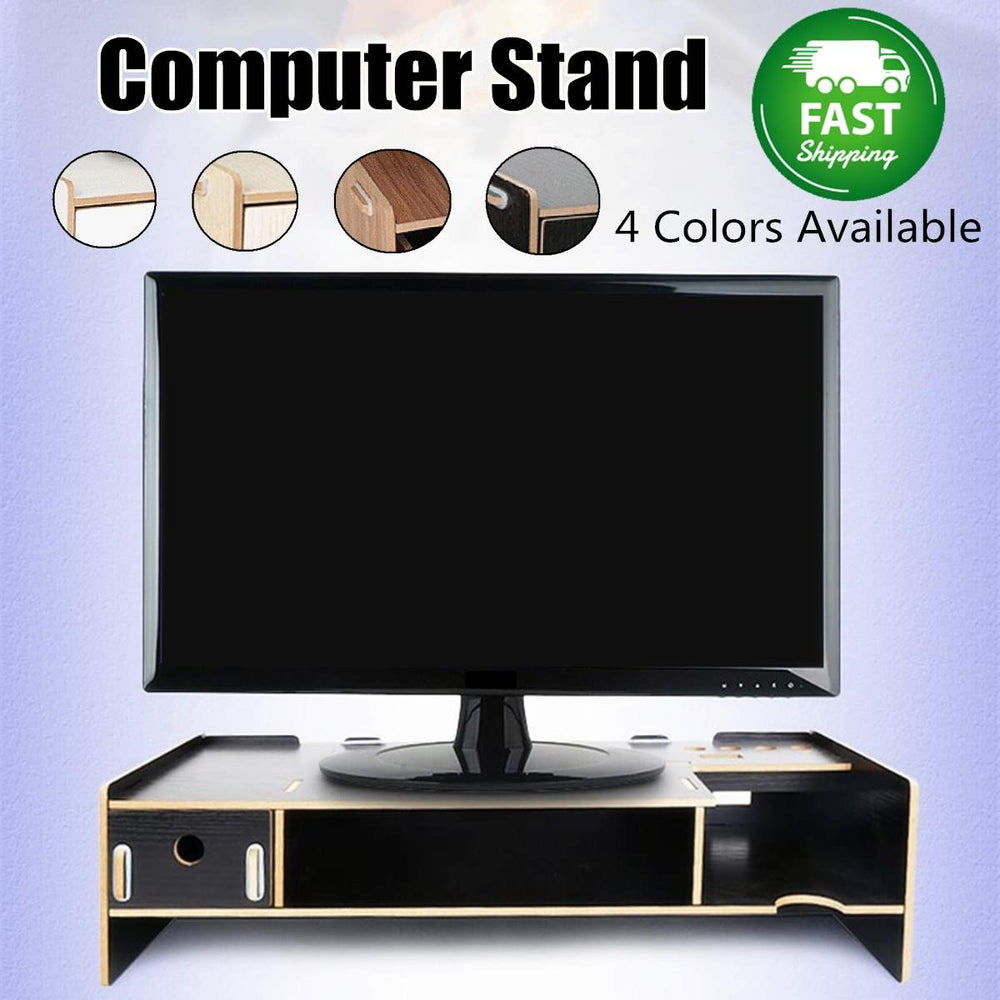 Desktop Monitor Stand Computer Screen Riser Wooden Shelf Plinth Strong Laptop Stand Desk Holder For Notebook TV Multifunction