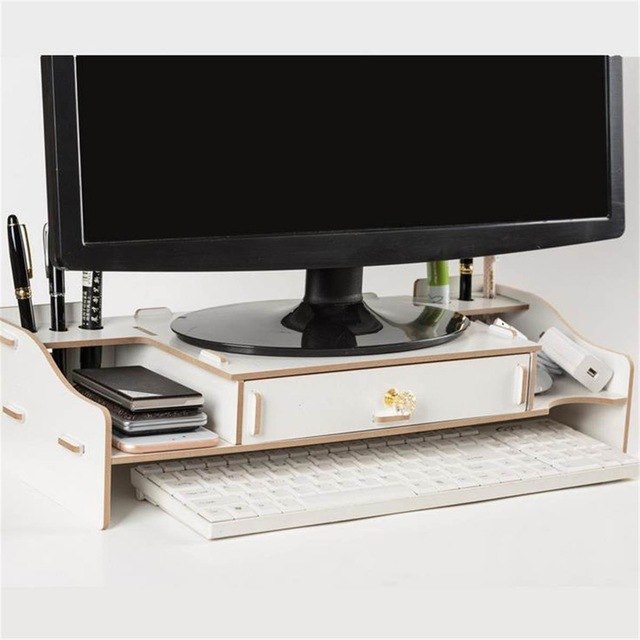 48X20X12cm Wooden Monitor Shelf Plinth Strong Laptop Stand LED LCD Computer Riser Desktop Holder Bracket Home Tablet Lapdesks