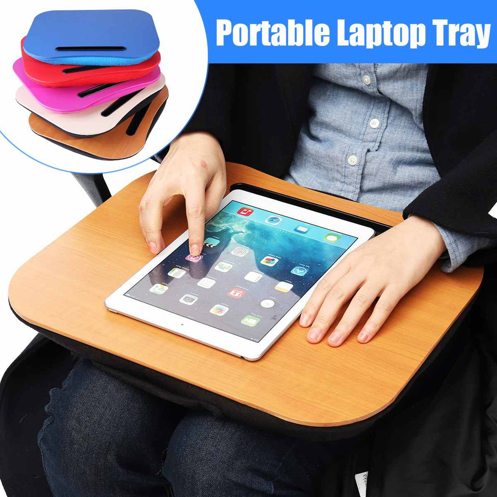 Portable Laptop Table Tray Lapdesk Knee Lap Handy Computer Reading Writing Table Tray Cup Holder Laptop Stand Pillow for Office