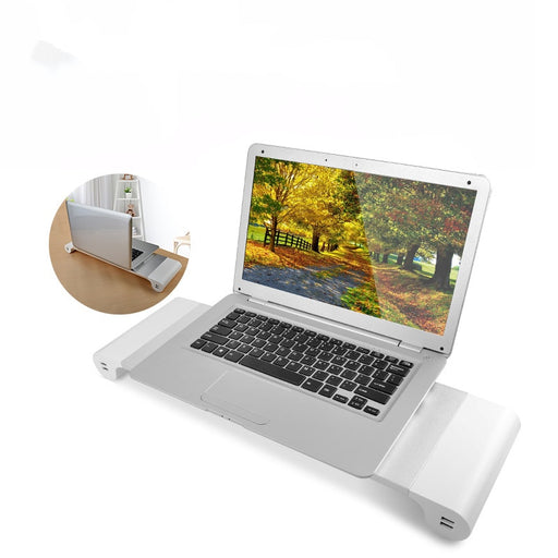 Durable Aluminum Laptop Computer Monitor Stand Holder Desk Organizer 4 USB Charging Ports Keyboard Storage for Monitors Laptop